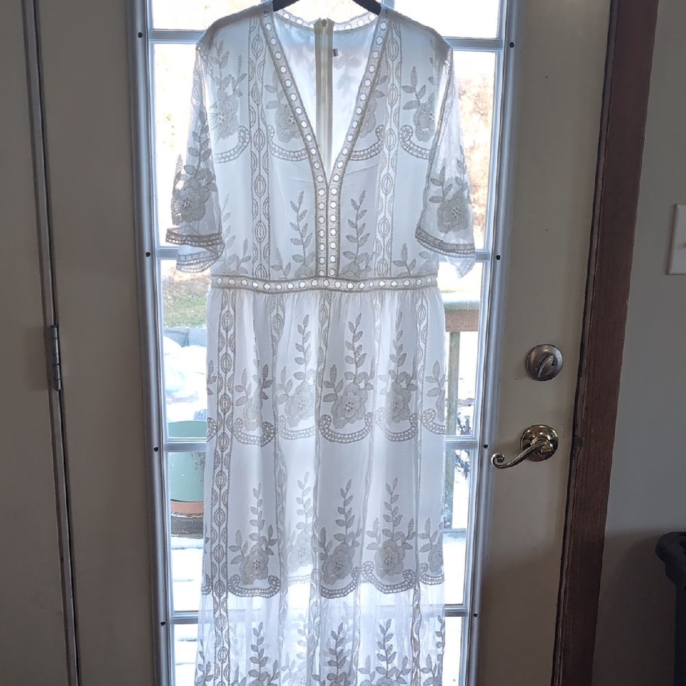 Elegant White Embroidered Dress